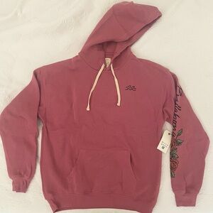 Billabong Pink Hoodie w/ floral imprint on sleeve XS NWT